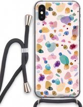 Case Company® - iPhone X hoesje met Koord - Terrazzo Memphis - Telefoonhoesje met Zwart Koord - Extra Bescherming aan alle Kanten en Over de Schermrand