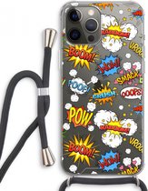Case Company® - iPhone 12 Pro Max hoesje met Koord - Pow Smack - Telefoonhoesje met Zwart Koord - Extra Bescherming aan alle Kanten en Over de Schermrand