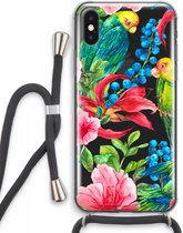 Case Company® - iPhone XS Max hoesje met Koord - Papegaaien - Telefoonhoesje met Zwart Koord - Extra Bescherming aan alle Kanten en Over de Schermrand