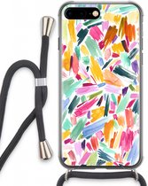 Case Company® - iPhone 8 Plus hoesje met Koord - Watercolor Brushstrokes - Telefoonhoesje met Zwart Koord - Extra Bescherming aan alle Kanten en Over de Schermrand