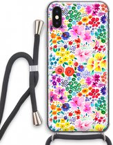 Case Company® - iPhone X hoesje met Koord - Little Flowers - Telefoonhoesje met Zwart Koord - Extra Bescherming aan alle Kanten en Over de Schermrand