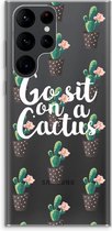 Case Company® - Samsung Galaxy S22 Ultra hoesje - Cactus quote - Soft Cover Telefoonhoesje - Bescherming aan alle Kanten en Schermrand