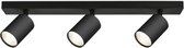 LED Plafondspot - Brinton Betin - GU10 Fitting - 3-lichts - Rond - Mat Zwart - Kantelbaar - Aluminium - BSE