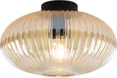 Olucia Charlois - Design Plafondlamp - Glas/Metaal - Amber;Zwart - Rond - 30 cm