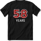 58 Years - Feest kado T-Shirt Heren / Dames - Rood / Grijs - Perfect Verjaardag Cadeau Shirt - grappige Spreuken, Zinnen en Teksten. Maat 3XL