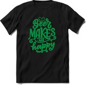 Beer makes me happy | Feest kado T-Shirt heren - dames | Groen | Perfect drank cadeau shirt |Grappige bier spreuken - zinnen - teksten