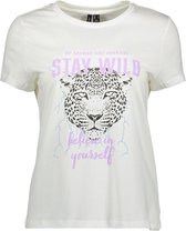 Vero Moda T-shirt Vmmima Francis Ss Top Jrs Lcs 10268246 Snow White/stay Wild Dames Maat - XL