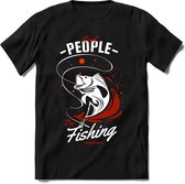 Cool people do fishing | vissen outdoor T-Shirt Heren / dames | hengelsport cadeau Shirt - grappige Spreuken, Zinnen en Teksten Maat XL