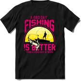 A bad day fishing is better than a good day at work | vissen outdoor T-Shirt Heren / dames | hengelsport cadeau Shirt - grappige Spreuken, Zinnen en Teksten Maat XL