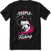 Cool people do fishing | vissen outdoor T-Shirt Heren / dames | hengelsport cadeau Shirt - grappige Spreuken, Zinnen en Teksten Maat L