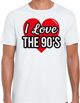 I love 90s verkleed t-shirt wit voor heren - discoverkleed / party shirt - Cadeau voor een nineties liefhebber M