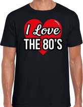 I love 80s verkleed t-shirt zwart voor heren - discoverkleed / party shirt - Cadeau voor een eighties liefhebber L