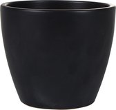 Plantenpot/bloempot in een strakke Scandinavische look zwart Dia 18 cm en Hoogte 16 cm glanzend