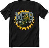 Mountainbike Gear | TSK Studio Mountainbike kleding Sport T-Shirt | Lichtblauw - Geel | Heren / Dames | Perfect MTB Verjaardag Cadeau Shirt Maat 3XL