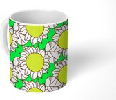 Mok - Koffiemok - Patronen - Bloemen - Groen - Mokken - 350 ML - Beker - Koffiemokken - Theemok