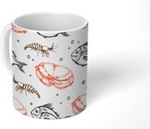 Mok - Koffiemok - Vissen - Krabben - Patronen - Dieren - Mokken - 350 ML - Beker - Koffiemokken - Theemok