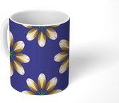 Mok - Koffiemok - Abstract - Bloemen - Paars - Mokken - 350 ML - Beker - Koffiemokken - Theemok