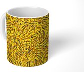 Mok - Koffiemok - Dierenprint - Geel - Design - Abstract - Mokken - 350 ML - Beker - Koffiemokken - Theemok