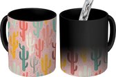 Magische Mok - Foto op Warmte Mokken - Koffiemok - Cactus - Patronen - Roze - Magic Mok - Beker - 350 ML - Theemok