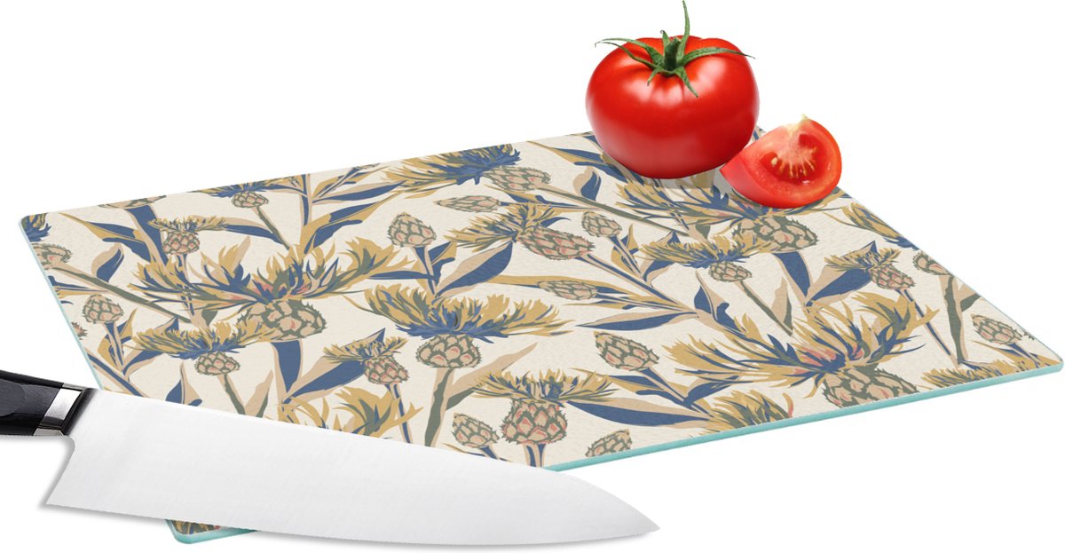 Glazen Snijplank - 28x20 - Bloemen - Patroon - Design - Natuur - Snijplanken Glas