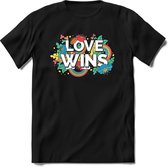 Love Wins | Pride T-Shirt Heren - Dames - Unisex | LHBTI / LGBT / Gay / Homo / Lesbi |Cadeau Shirt | Grappige Love is Love Spreuken - Zinnen - Teksten Maat 3XL