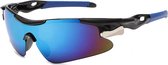 Garpex® Fietsbril - Sportbril - Zonnebril Heren - Wielrennen - Motor - Zwart Frame met Blauwe Lens