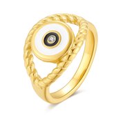 Twice As Nice Ring in goudkleurig edelstaal, oogje, wit email  54
