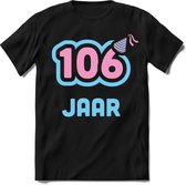 106 Jaar Feest kado T-Shirt Heren / Dames - Perfect Verjaardag Cadeau Shirt - Licht Blauw / Licht Roze - Maat M