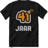 41 Jaar Feest kado T-Shirt Heren / Dames - Perfect Verjaardag Cadeau Shirt - Goud / Zilver - Maat XXL