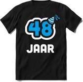 48 Jaar Feest kado T-Shirt Heren / Dames - Perfect Verjaardag Cadeau Shirt - Wit / Blauw - Maat M