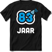 83 Jaar Feest kado T-Shirt Heren / Dames - Perfect Verjaardag Cadeau Shirt - Wit / Blauw - Maat 8XL