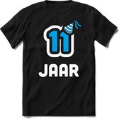 11 Jaar Feest kado T-Shirt Heren / Dames - Perfect Verjaardag Cadeau Shirt - Wit / Blauw - Maat XL