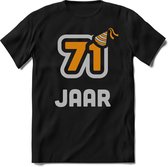 71 Jaar Feest kado T-Shirt Heren / Dames - Perfect Verjaardag Cadeau Shirt - Goud / Zilver - Maat M