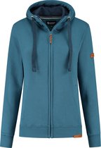 Travelin' Outdoor Vest Osby - Dames Sweatvest met capuchon - Hoodie - Petrol blauw - Maat M