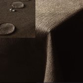 JEMIDI rond tafelkleed buiten Ø140 cm - Tafellaken afwasbaar - Tafelzeil buiten of binnen met linnenlook - Vuil- en waterafstotend - Donkerbruin