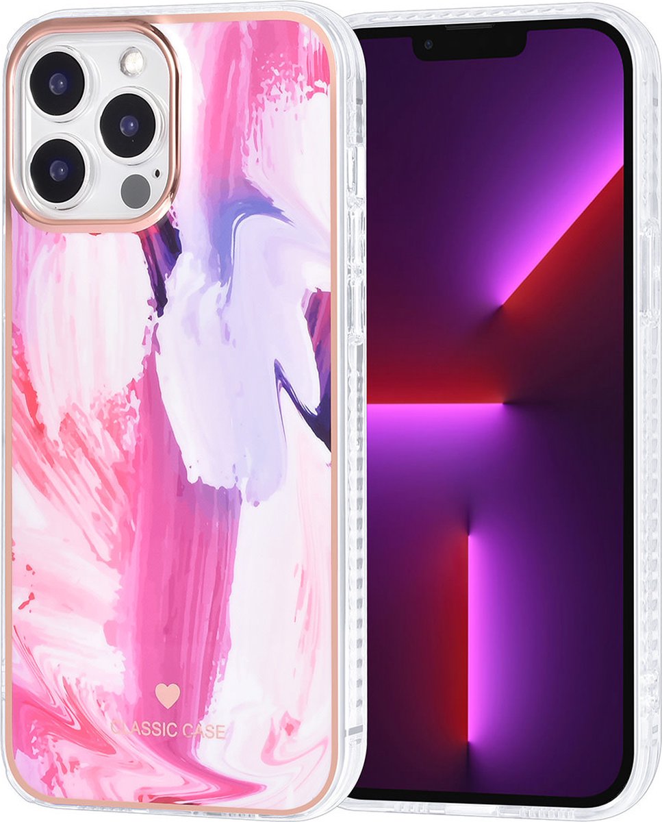 UNIQ Classic Case iPhone 13 Pro Max TPU Back Cover hoesje - Graffiti Pink
