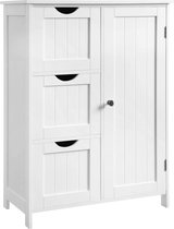 OrionS | armoire de toilette | meuble de salle de bain avec 3 grands tiroirs et une étagère réglable en hauteur | 60 x 30 x 81 cm | Blanc | BBC49WT