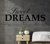 Stickerheld - Muursticker Sweet dreams - Slaapkamer - Droom zacht - Slaap lekker - Engelse Teksten - Mat Zwart - 41.3x122.1cm