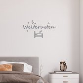 Stickerheld - Muursticker Slaap lekker met bed - Slaapkamer - Droom zacht - Sterren en maan - Nederlandse Teksten - Mat Donkergrijs - 27.5x50.2cm