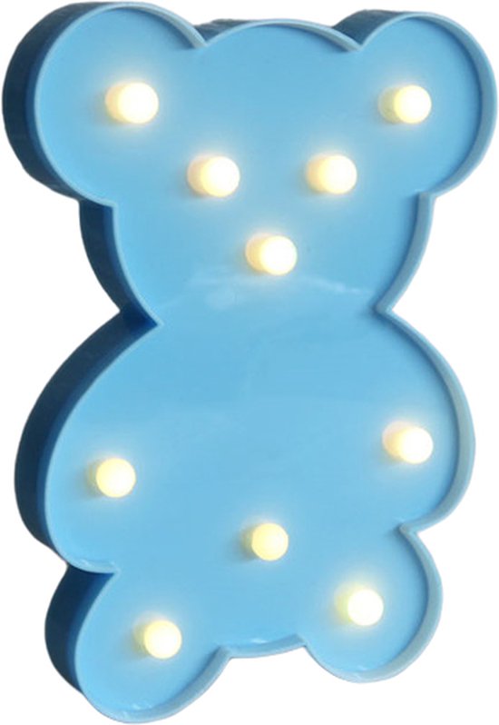 Blauwe Beren Teddybeer Lamp op Batterijen