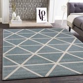 Flycarpets Modern Vloerkleed Geruit Aldo - Blauw - 120x170 cm