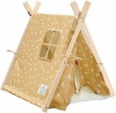 hondentent junior 50 x 60 cm polyester bruin/wit