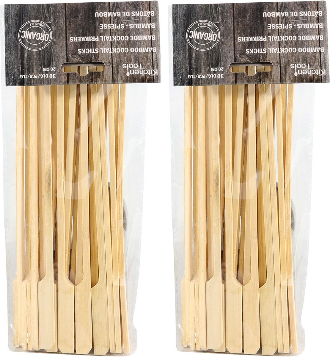 120x Bamboe houten sate prikkers/spiezen 20 cm - Vleespennen - BBQ spiezen - Cocktail prikkers