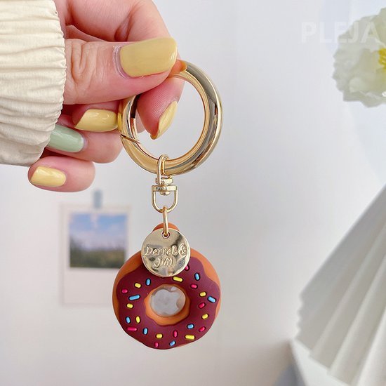 Sleutelhanger Geschikt voor Airtag - Donut- Geschikt oor Apple AirTag - Roze - GPS - Tracker - Siliconen Hoesje Geschikt voor Apple Airtag - Airtag Houder - Hanger -
