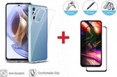 2-In-1 Screenprotector Hoesje Bescherming Protector Set Geschikt Voor Motorola Moto G31 / Moto G41 - Full Cover 3D Edge Tempered Glass Screen Protector Met Siliconen Back Bescherm