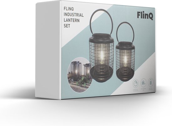 FlinQ Industriële Lantaarn Set - Tafellamp voor buiten - Draadloos - FlinQ