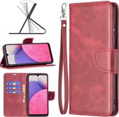 Samsung Galaxy A33 Hoesje - MobyDefend Wallet Book Case Met Koord - Rood - GSM Hoesje - Telefoonhoesje Geschikt Voor: Samsung Galaxy A33
