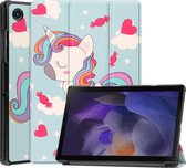 Hoesje geschikt voor Samsung Galaxy Tab A8 Hoes - Samsung Tab A8 Hoes met Auto Wake Functie - Eenhoorn