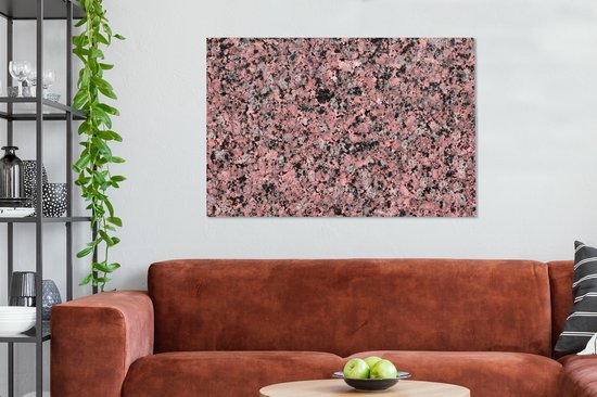 Toile Peinture Rose - Zwart - Cristal - Granit - 140x90 cm - Décoration murale