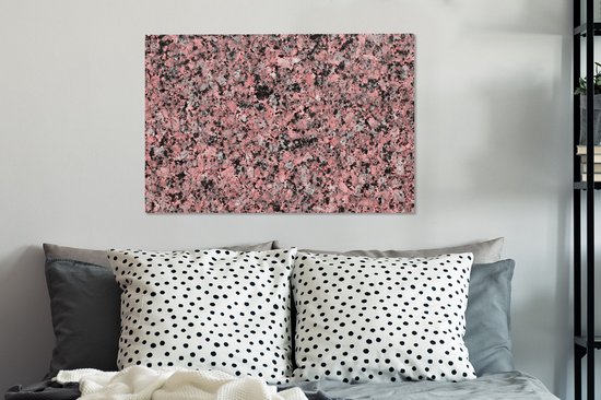 Tableau sur toile Rose - Zwart - Cristal - Granit - 60x40 cm - Décoration murale
